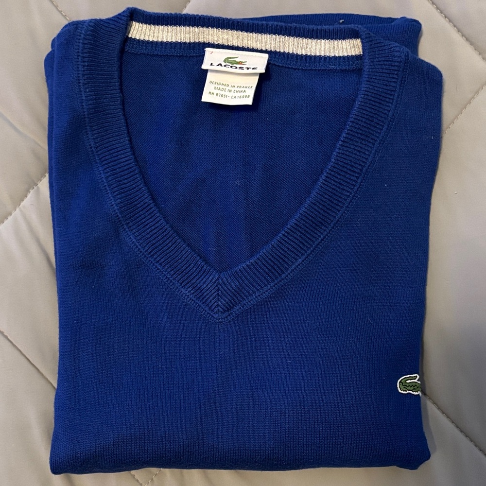 Lacoste Men's Deep Blue V-Neck Sweater